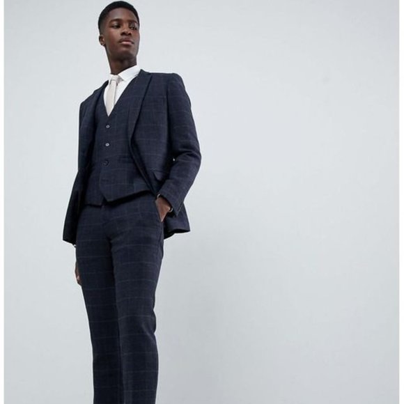 French Connection Tweed/Wool/Plaid Vest- Navy- S,M - Picture 6 of 6